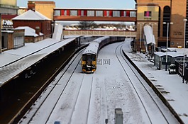 雪,火車,站