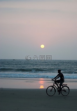 海灘,月光,海景