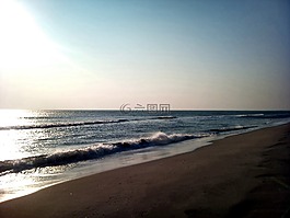 海灘,地平線,海洋