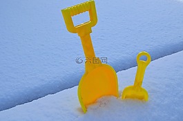 鐵鍬,雪,特寫