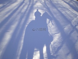 牛仔,陰影,馬
