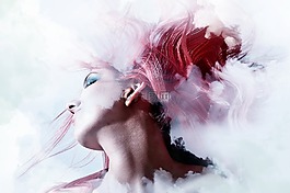 女人,云,雙重曝光