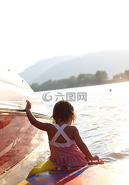 船,湖,兒童