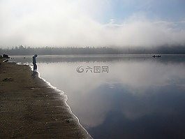 平静,湖,船