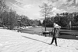 人,站在,雪