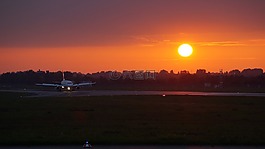 日落,機(jī)場,飛