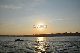 日落,伊斯坦堡,博斯普魯斯海峽
