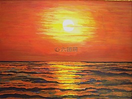 海,晚上,繪畫