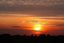 日落,太陽(yáng),云