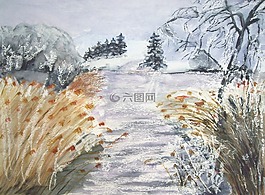 蘆葦,銀行,繪畫