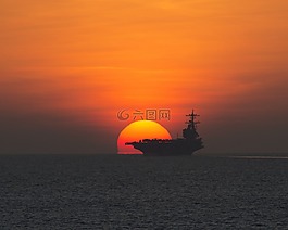 日落,水,海洋