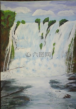 瀑布,水,河