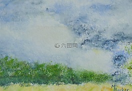 云,樹木,景觀