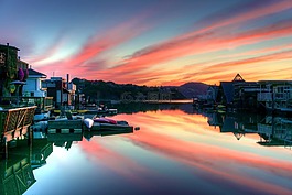 日落,水,海岸