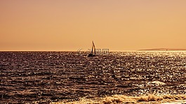 日落,下午,海