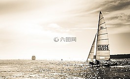 帆艇,海洋,天空