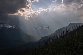 山,景觀,云