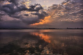 日落,海洋,海