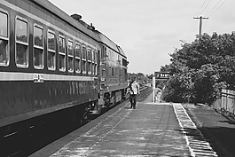 火車,黑白,火車站