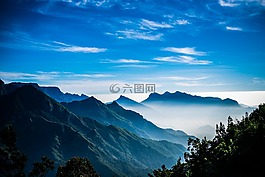 小山,霧,自然