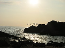 日出,海洋,水