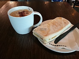 星巴克,咖啡,三明治