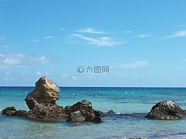 巖,海灘,海