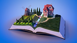 景觀,書,房子