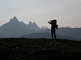 遠足,山,尋找