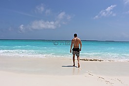 男子,海灘,海