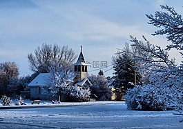 雪,教堂,景观