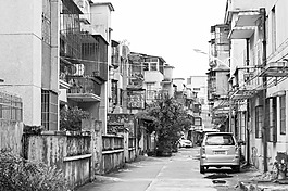 黑白,城市,小巷