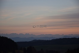 高山,日落,山