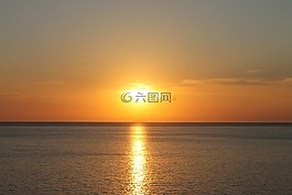日落,海灘,海