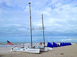 船,海灘,佛羅里達(dá)