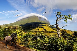塞拉,山,蓝色的天空