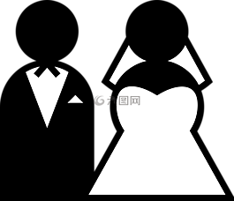 婚礼,夫妇,黑色和白色