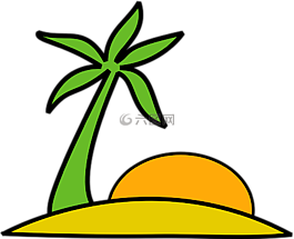 海灘,島,棕櫚