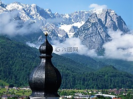zugspitze,山,雪