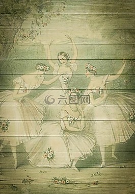 芭蕾舞團(tuán),在木材上,年份