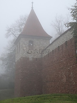 霧,秋,塔