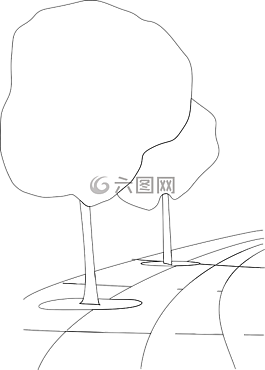 街,路面,樹
