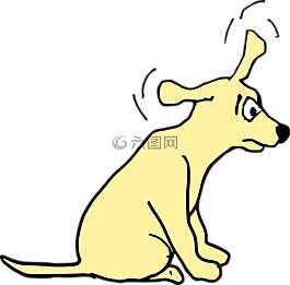 水波,卡通,狗