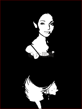 女子,側(cè)影,黑色和白色