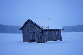 棚屋,降雪,雪