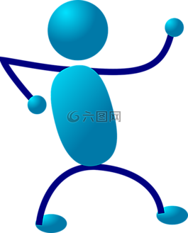 火柴人,簡筆圖,藍色