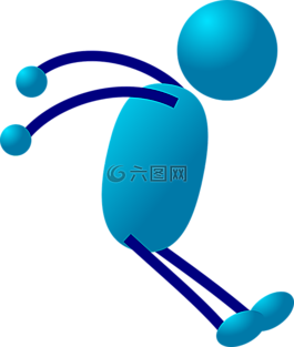 简笔图,火柴人,蓝色