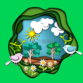 鳥類,鮮花,紙