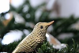圣誕飾品,鳥,黃金