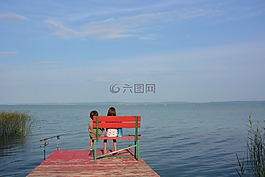 魚,池塘,兒童